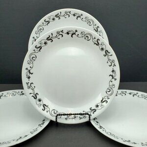 Corelle Garden Getaway Dinner Plates White Plates Black Floral Vines
